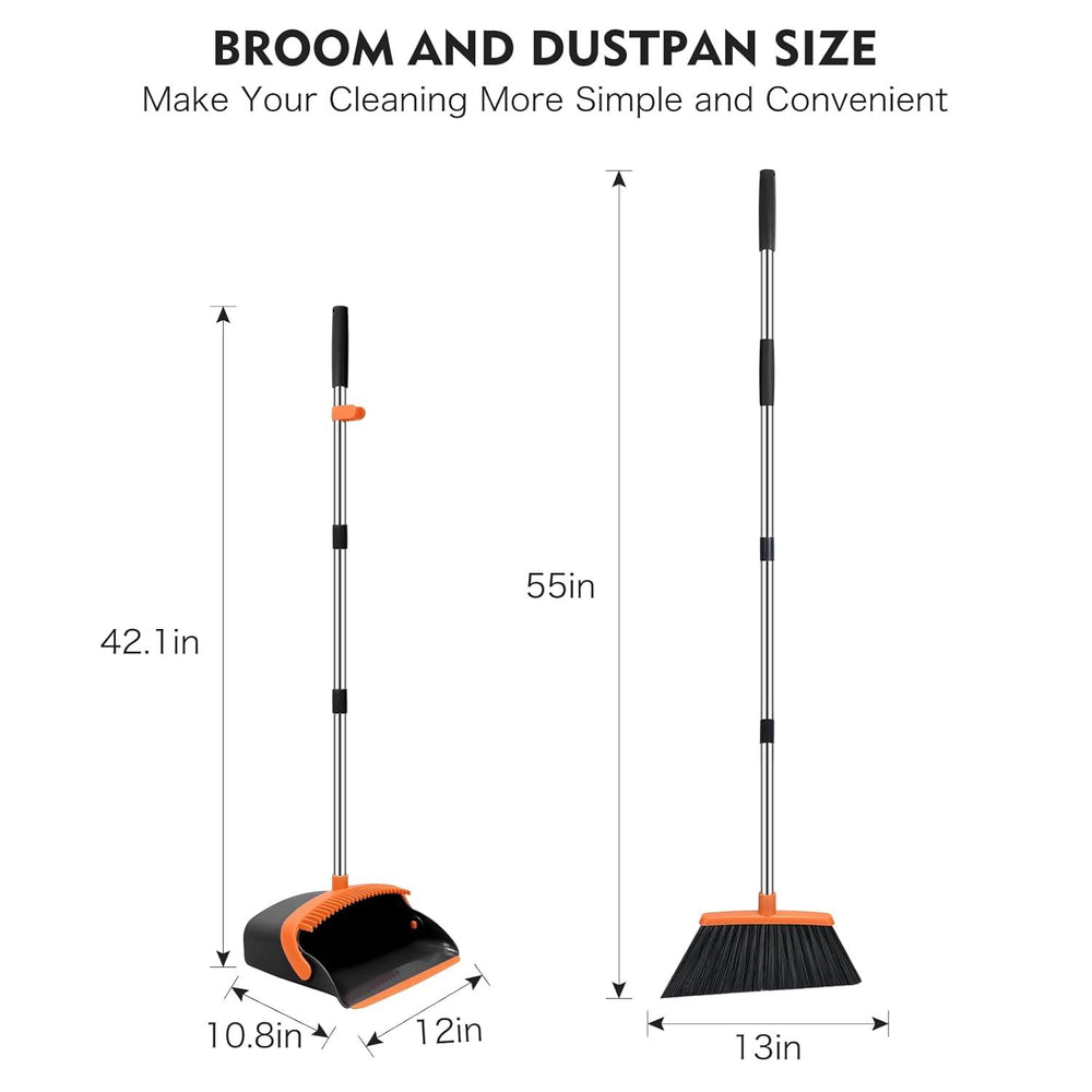 Broom and Dustpan Set Adjustable Handle Broom