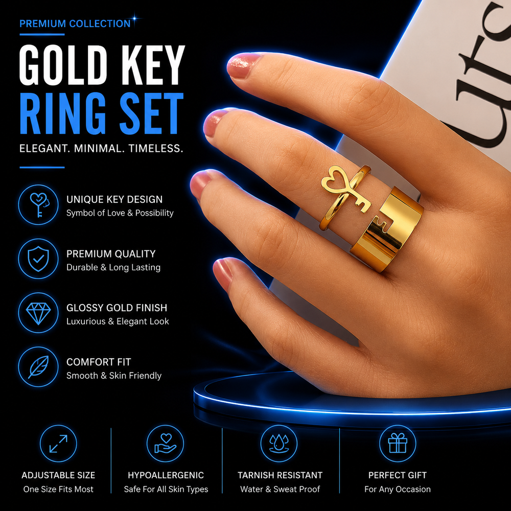 Luxury Gold, black, silver Key Ring Set