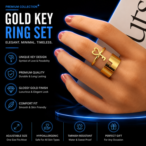Luxury Gold, black, silver Key Ring Set
