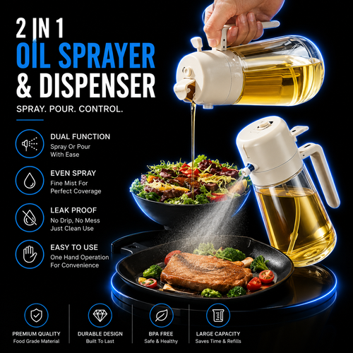 2-In-1 Oil Sprayer Bottle For Kitchen For Daily Needs