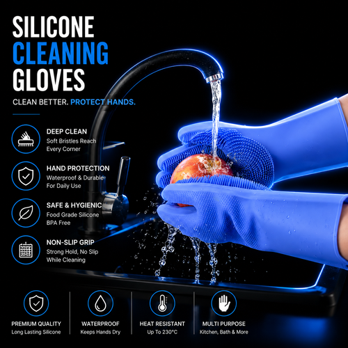 Silicon Washing Gloves High Quality Big Size