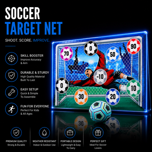 Indoor Outdoor Sticky Soccer Target Mat Game